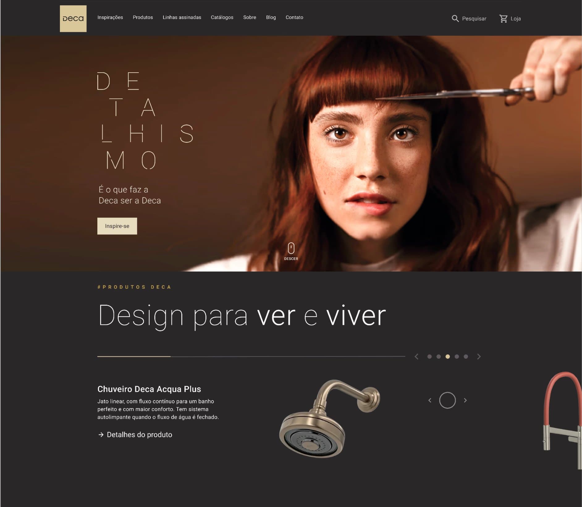 Deca home page with featured product